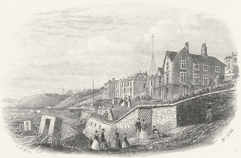 IOW. Sandown c1855 old antique vintage print picture